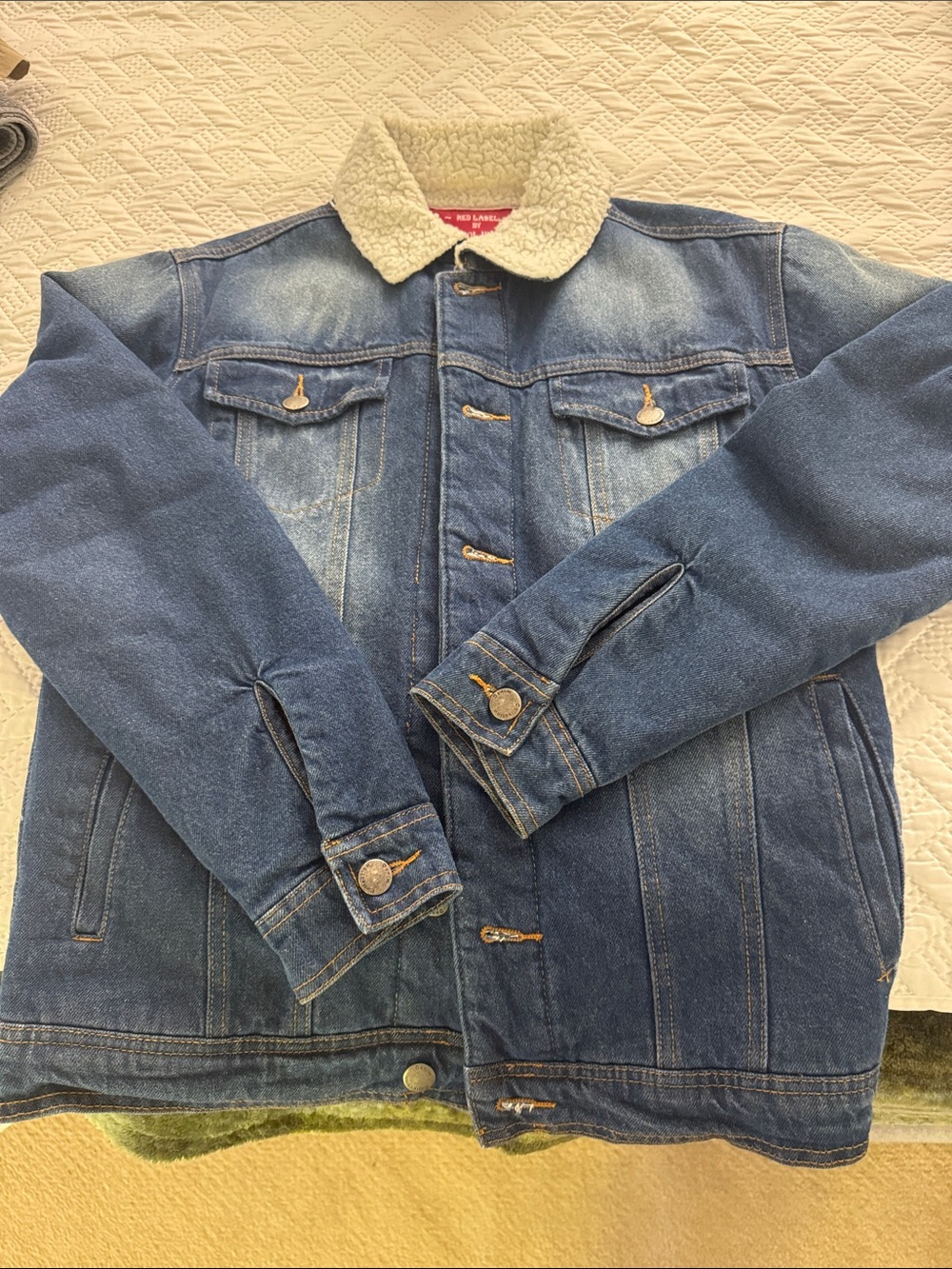 Men's Blue Denim Sherpa Jacket -